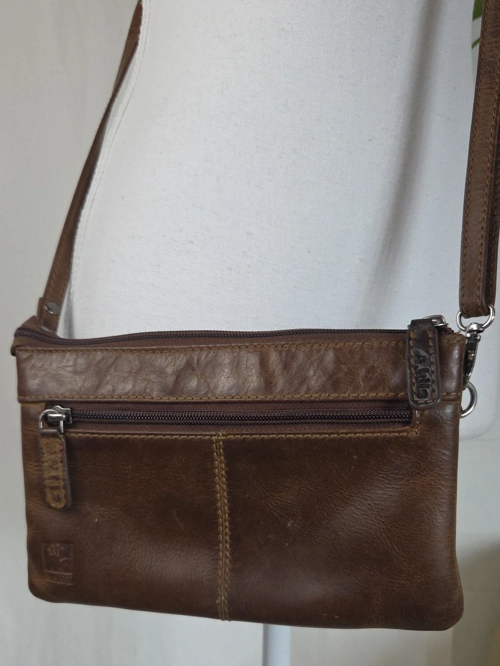 Adrian Klis Bison Leather Handcrafted Artisan Organizer Crossbody Bag